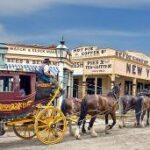 A horse drawn carriage with horses Description automatically generated