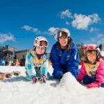 A group of people sitting in the snow Description automatically generated