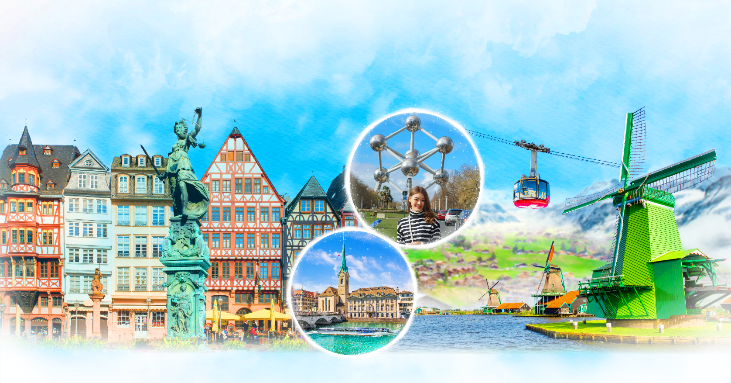 A collage of a city Description automatically generated